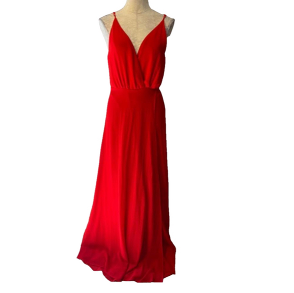 Anthropologie If By Sea Slip Dress L Large Red Maxi Flowy Washable - Picture 1 of 9